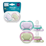 Philips AVENT ultra air-sutter - Lette og åndbare sutter til babyer i alderen 0-6 måneder, BPA-fri, med bæretaske som sterilisator, 2-pak, model SCF085/24