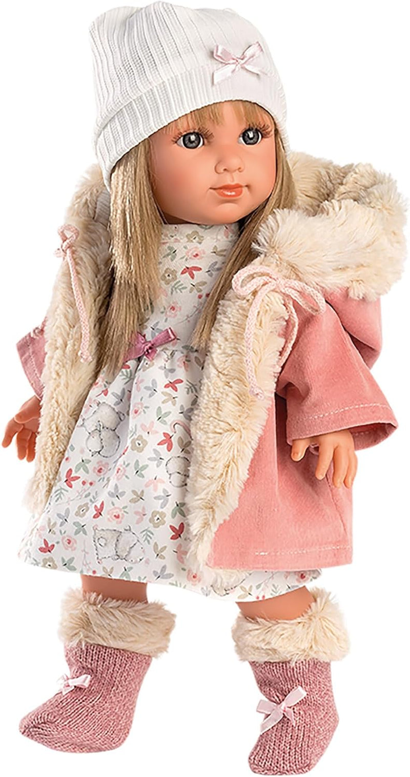 Llorens 1053541 Elena Blondt hår Blå øjne Mode Blød kropsdukke Inklusive modetøj med hættefrakke 35 cm