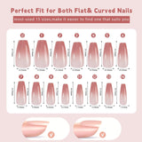 150 stk. Gradient falske neglesæt - 5 farver Ombre Design selvklæbende kunstige negle - Fuldt dække for kvinder og piger - Blanke falske negle til gør-det-selv-manicure (firkantet)