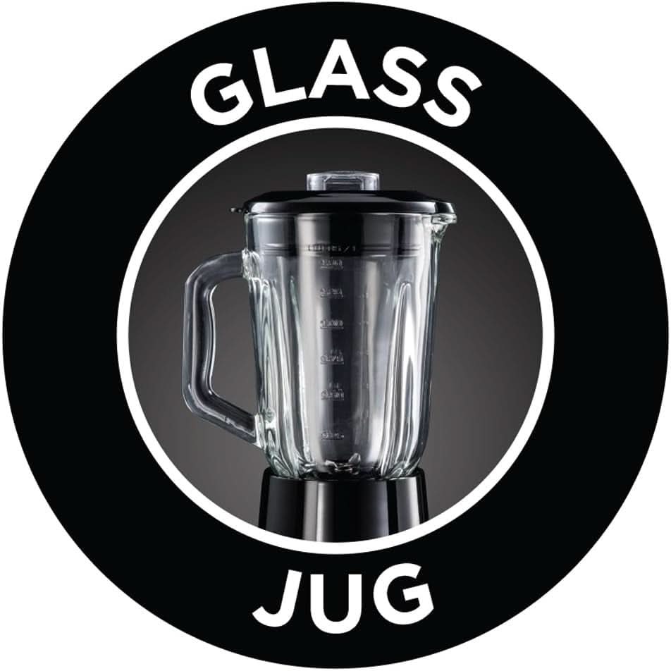 Russell Hobbs Standmixer 2-I-1 [1,5L Glasbehälter Mixer & 0,6L Mini Smoothie Maker -To-Go-Trinkflasche Inkl. Deckel] Spülmaschinenfest, Impuls-/Ice-Crush Funktion, Becher BPA Frei, Edelstahl 23821-56 Kitchen Naty Shop