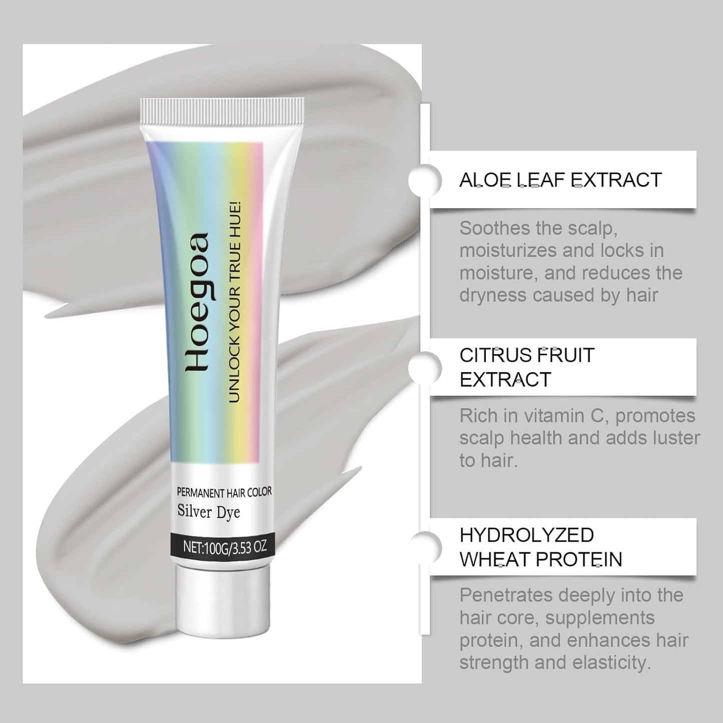 2-i-1 Natural Essence Extract Silver Hårfarve, Detroit Rain Silver Hårfarve, Metallisk Sølv Hårfarve, Sølv Hårfarve til mørkt hår, Sølv Hårfarve, Permanent Hårfarve (1 stk) Naty Shop Hårfarve