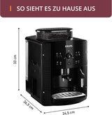 KRUPS Arabica Picto automatisk espressomaskine, kompakt design, nem at bruge, intuitiv justerbar drejekontrol, mælkeskummer, 2-kops funktion, espressomaskine, sort, EA810870