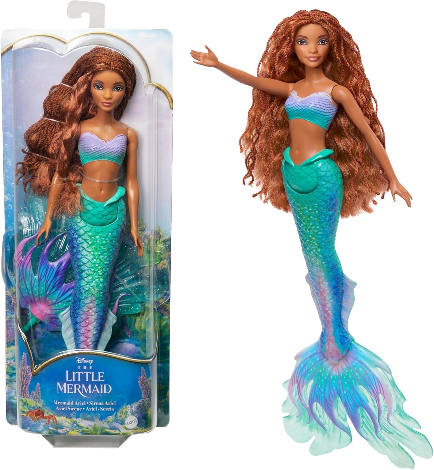 Mattel Disney Ariel - Den Lille Havfrue Dukke, Inspireret af The Little Mermaid Movie, Mermaid Toy, Positionable, Disney-gaver, Legetøj fra 3 år og opefter, HLX08