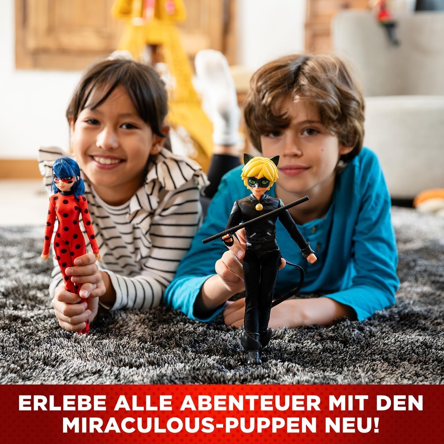 BANDAI - Miraculous Mariehøne - 26 cm Mannequin Doll - Motan Noir - Officielt licenseret Miraculous - Motan Noir Artikuleret Dukke - Legetøj fra 4 år og opefter - P50002