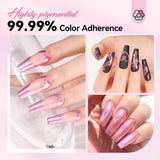 Saviland krom neglepulversæt - Pink Laser krom neglepulver spejleffekt Laser neglekunst, negleglimmer manicure dekorativt pulver med svampestænger, negleglitterpulver neglesalon