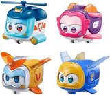 Super Wings Super Pets 4 STK Shine, Golden Boy, Jerome, Ellie Skiftbart ansigtsudtryk Lyneffekt Bærbart legetøj til 3 4 5 6 7 8 år gammel dreng Pige 2 tommer actionfigurer Naty Shop 4 pakke A