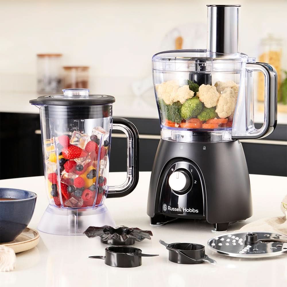 Russell Hobbs foodprocessor [blender/grøntsagshakker/bordblender/hakker/blender] foodprocessor (æltning, blanding og udskæring), mat trækul Køkken Naty Shop