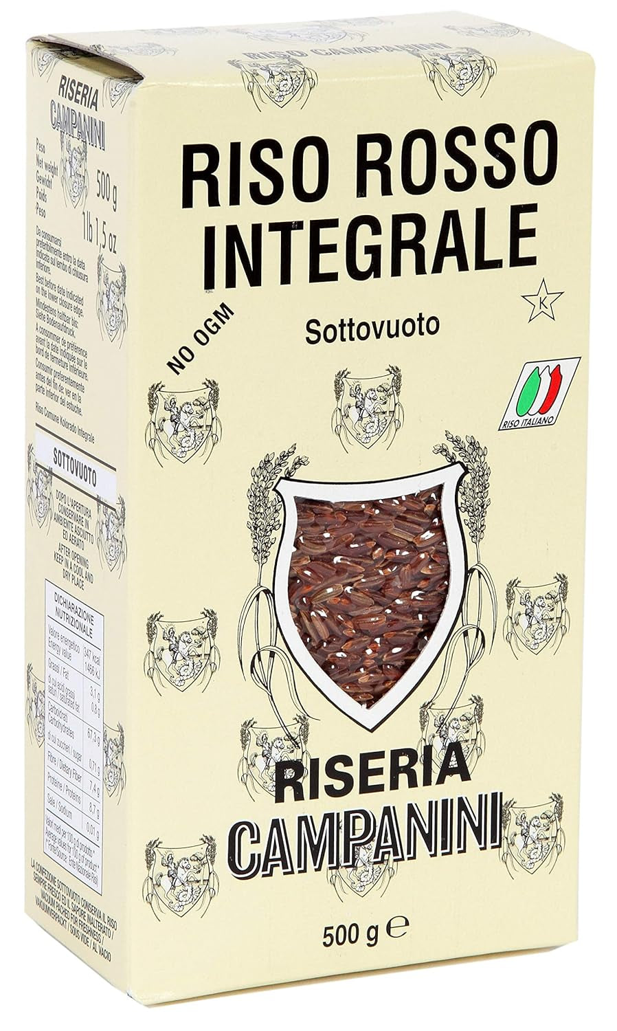 RISO ROSSO INTEGRALE Røde ris med fuldkorn RISERA CAMPANINI 500g fra Italien