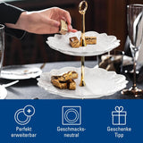 Villeroy & Boch Toys Delight Royal Classic hylde, dekorativt udstillingsstander i flere niveauer til småkager, kager og små kagestykker, premium porcelæn, hvid