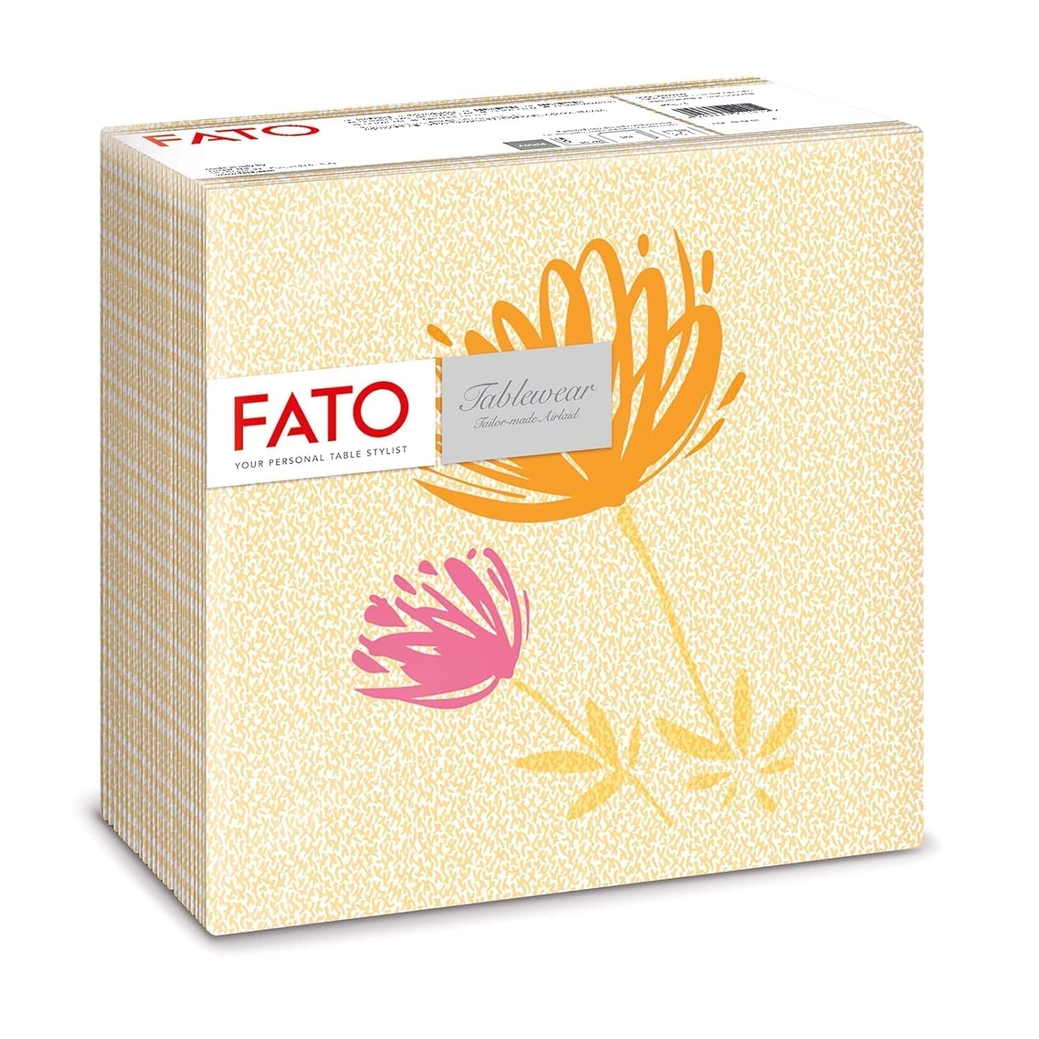 Fato - Tørre papirservietter, airlaid, tekstileffekt, pakke med 50 servietter, 40X40 foldet i 4 format, Tropicana Decor