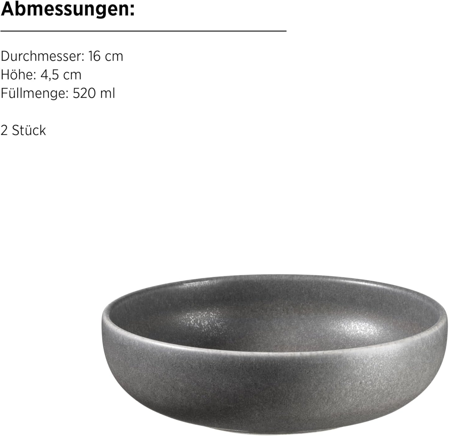 MÄSER Unico-serien, servicesæt til 2, tidløst, elegant, 8-delt keramisk bordservice, stentøj, antracit