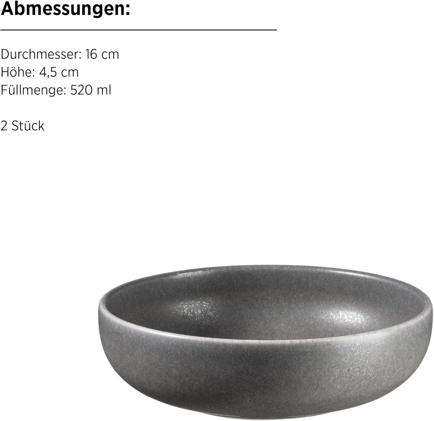 MÄSER Unico-serien, servicesæt til 2, tidløst, elegant, 8-delt keramisk bordservice, stentøj, antracit