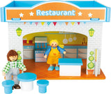 Small Foot 10852 Legehus Restaurant Lavet af træ, Med 2 dukkefigurer, tilbehør og aftageligt tag, Fra 3 år Dukkehuse Naty Shop Restaurant