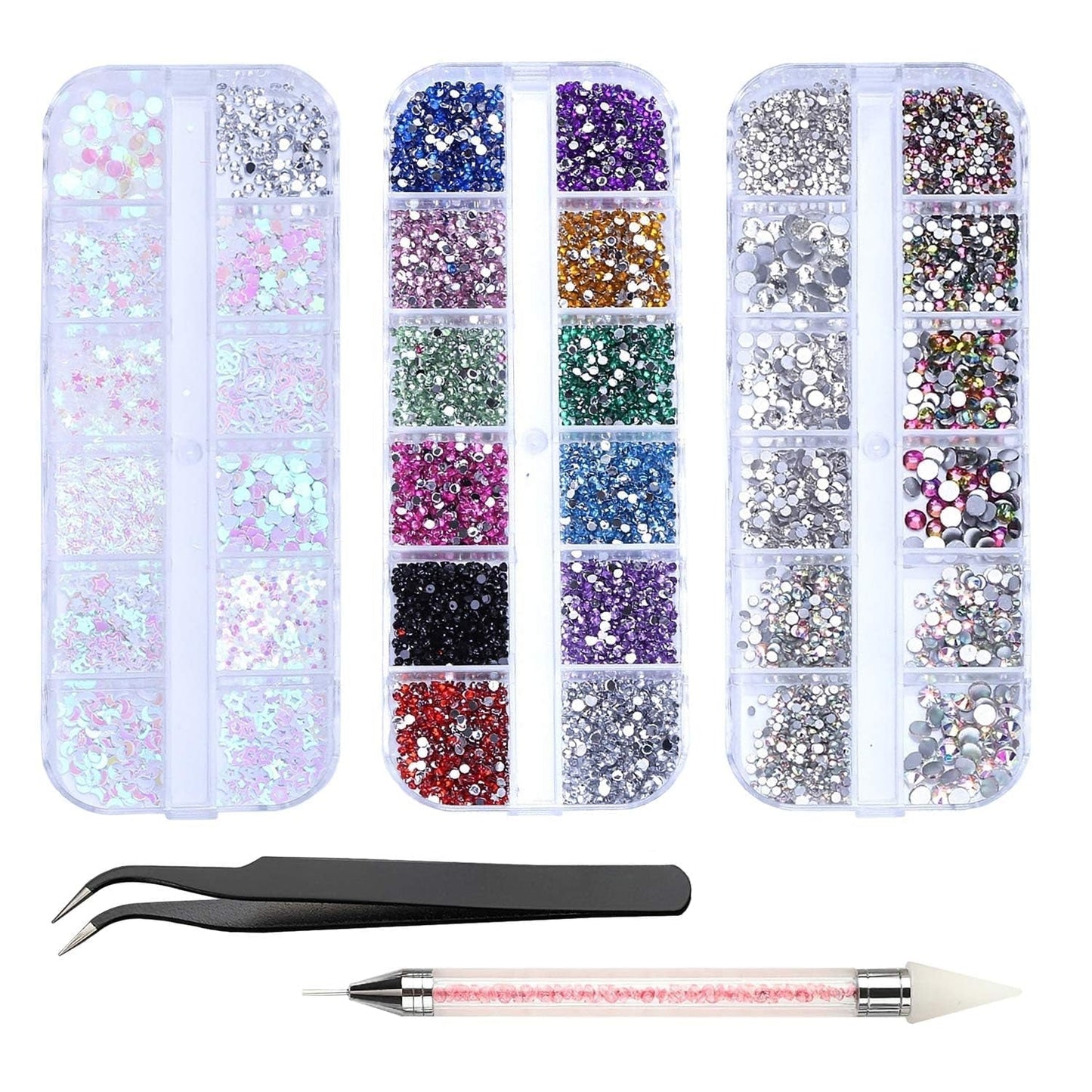 4200 Stück Strasssteine ​​​​Für Nägel, Nagelglitzer, Pailletten, Nagelaufkleber Mit Kristallen, Nagel-Edelsteinen, Diamanten Für Nagelkunst, Einschließlich Wachsstift Für Strasssteine ​​Und Strass-Picker