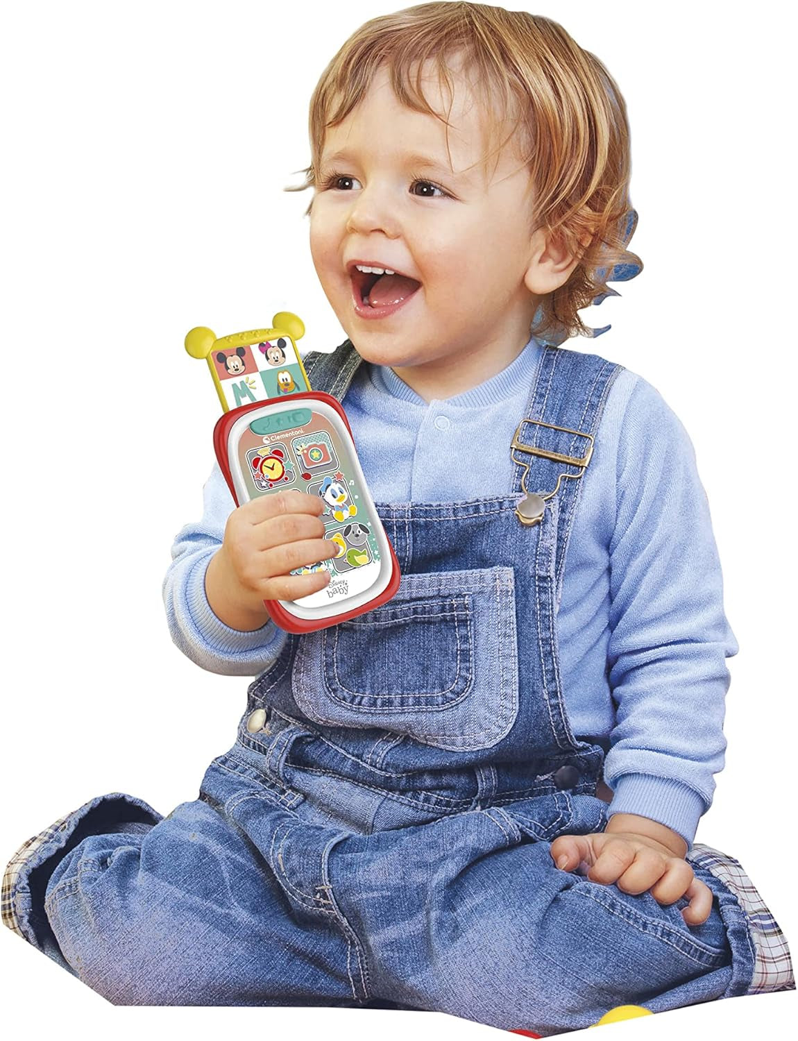 Clementoni 17711 Disney Baby Baby Mickey Smartphone, Børnemobiltelefon med lys og lydeffekter, Interaktivt legetøj til børn 9-36 måneder, M, Multicolor Bebe Toys Naty Shop
