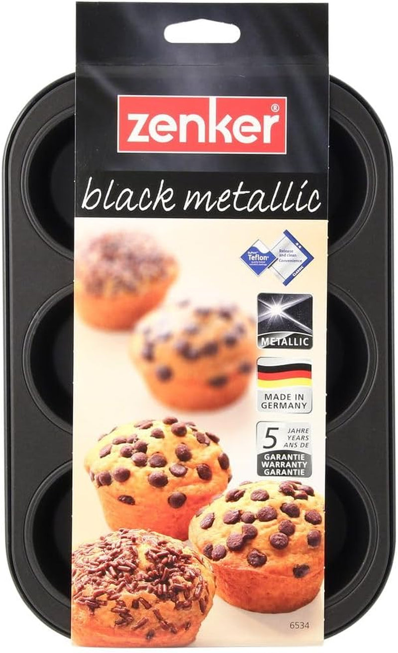 Zenker 6Er Muffinform Black Metallic, 275X190X30 Mm, Teflon Classic Antihaftbeschichtung, Hitzebeständig Bis 230°C, Leichte Reinigung, Ideal Für Köstliche Muffins Forme og bageplader Naty Shop