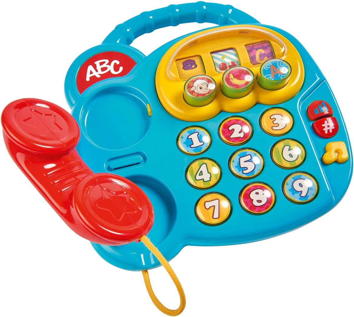 Simba 104010016 - ABC farvetelefon, babylegetøj, roterende billedskærm, sang, legetelefon, læringstelefon, med forskellige lyde, 20 cm, motoriske færdigheder, til småbørn, fra 6 måneder Babylegetøj Naty Shop Standardtitel