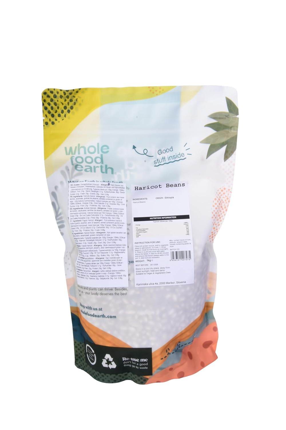 Grønne bønner Wholefood Jord 1kg | Ikke-GMO | Naturlig | Rig på fibre | Rig på protein