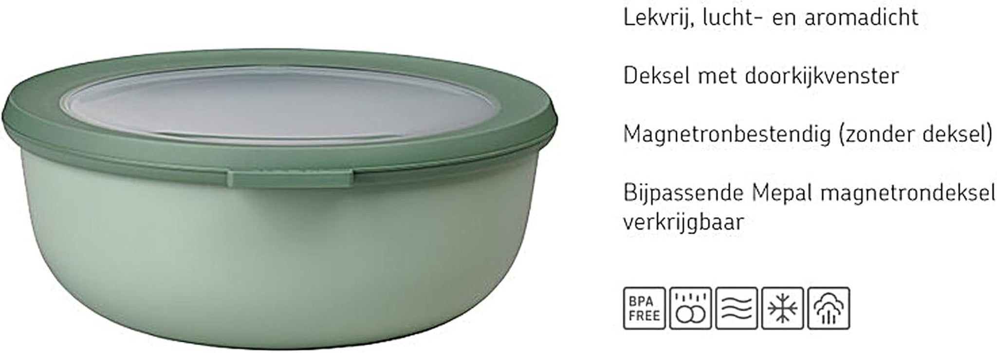 Mepal - Multiskål Cirqula Rundt 4-delt sæt - Opbevaringsglas med låg - Velegnet som opbevaringsboks, køleskab, fryser og mikroovn - 500, 1000, 2000, & 3000 ml - Nordisk salvie Madopbevaringsbokse Naty Shop