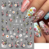 Plum Flower Nail Stickers, White Pink Flower Nail Stickers, Prægede Flower Nail Stickers, Spring Summer Flower Nail Stickers, Negle Designs, Negle Accessories, Nail Art