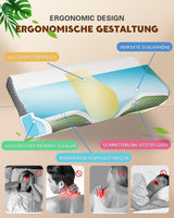 Nakkesmertepude, Ergonomisk ortopædisk Nakkepude, Side Back Abdominal Memory Foam Pude, Anti Snorken Pude til Mænd Kvinder (62 * 34,5 * 12/8CM) Cervikal Ortopædiske Puder Naty Shop