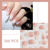 360 stk Gradient Ballerina Falske Negle Sæt, Pink White Gradient Lime-on kunstige negle med 2 stk Nail Oil Penne, Ombre Medium Fake Neils for Women DIY