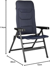 BRUNNER Rebel PRO (S-M-L) Foldestol til camping, have, terrasse Fremstillet af aluminium, justerbar i 5 positioner, bæreevne op til 150 kg, høj ryg, sort eller blå Rejsepuder Naty Shop