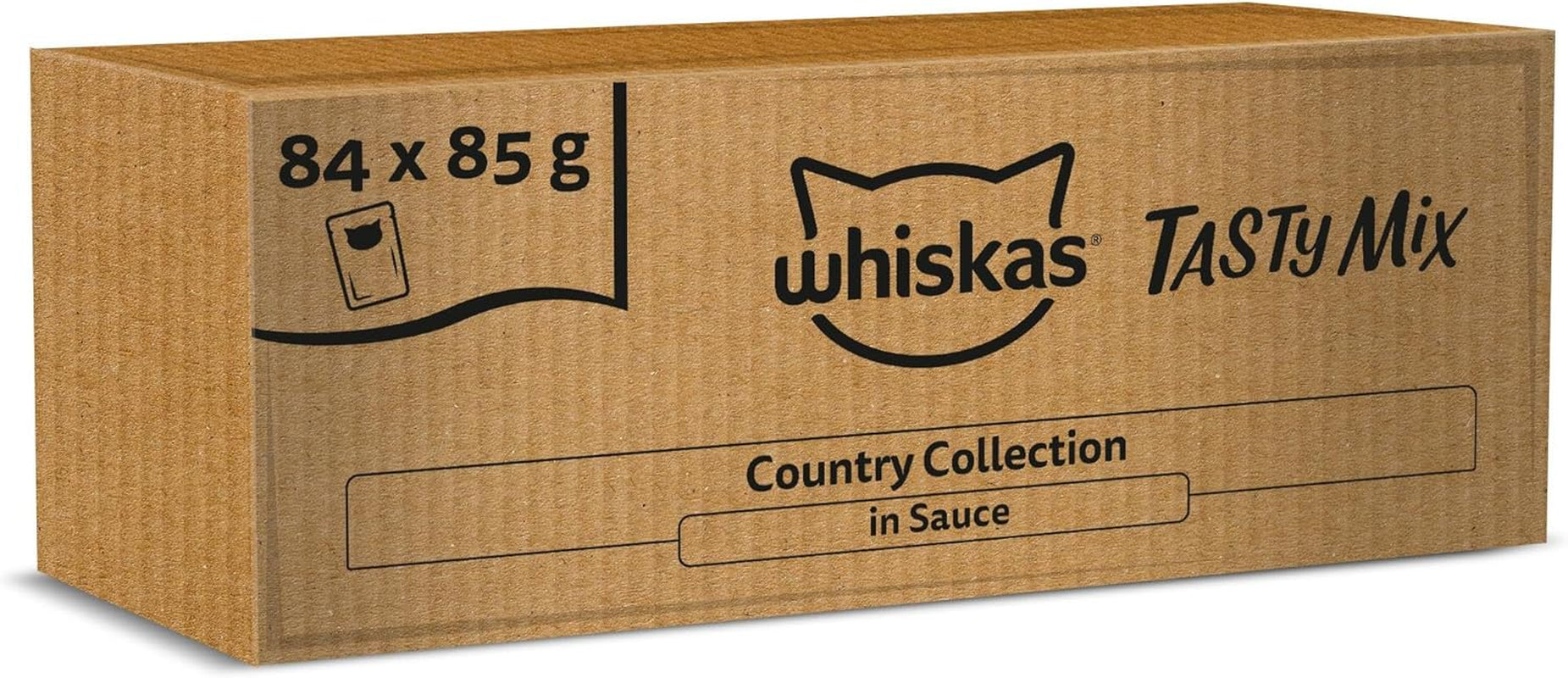 Whiskas Vådfoder til voksne 1+ Tasty Mix Country Collection i Sauce, 84 poser, 84 x 85 g (1 Bulk Pack) - Højkvalitets vådfoder til voksne katte