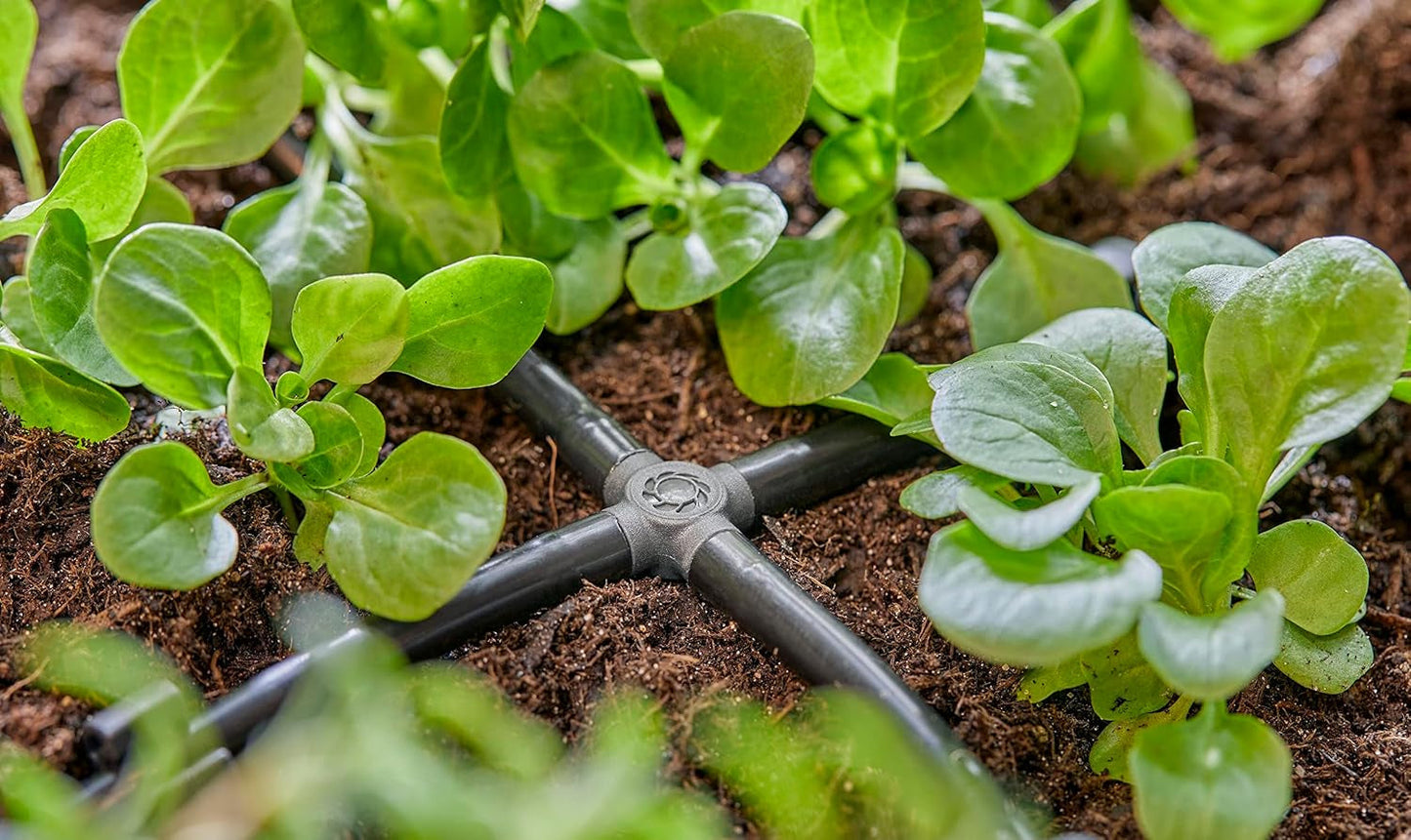 Gardena Micro-Drip-System - Krydstilslutning 4,6 mm (3/16 tommer): Tilbehør til grenfordeling og drypledninger, knækfri installation med nem og fleksibel forbindelsesteknologi (13214-20)