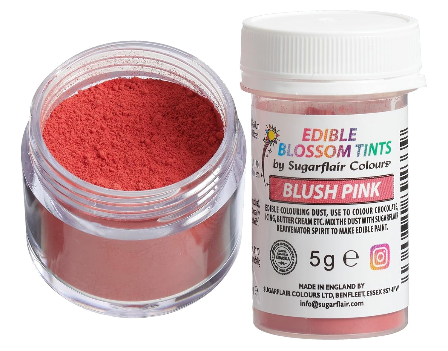 Sugarflair Blossom Tint Dust, Pale Pink - Madfarvepulver til kagepynt, fondant, glasur, chokolade, smørcreme, macarons og mere - 5G