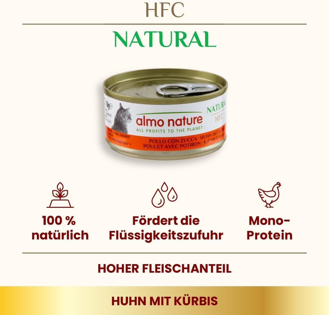 Almo Nature HFC Naturligt vådfoder til katte - Assorterede opskrifter med kylling - 6 x 70g