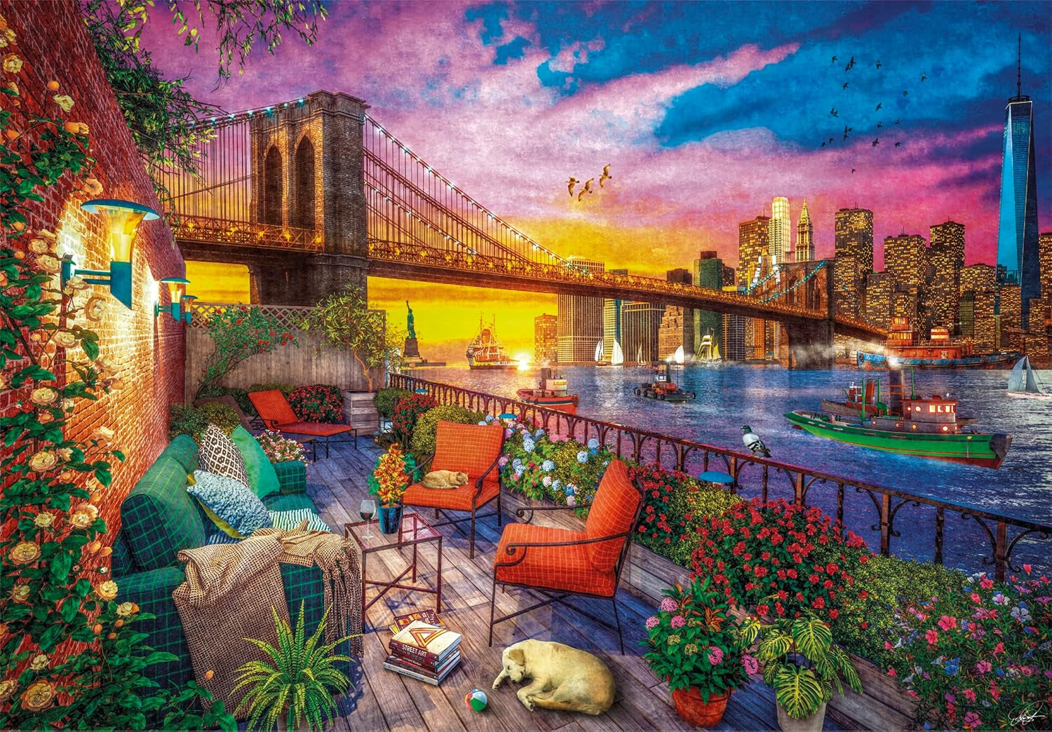 Clementoni - 33552 Collection - Manhattan Balcony Sunset, Puslespil 3000 brikker til voksne og børn 10 år, færdighedsspil for hele familien Puslespil Naty Shop