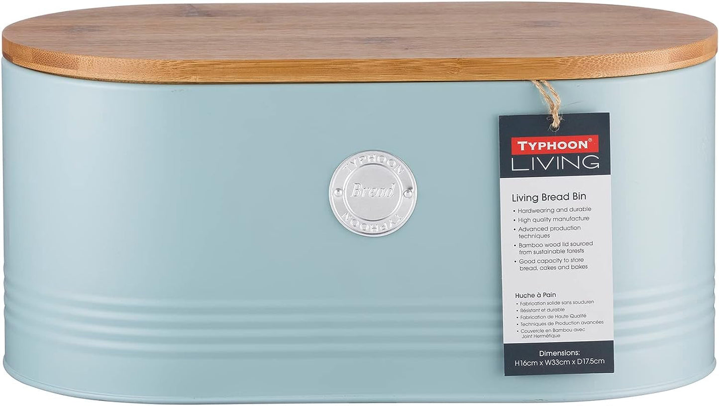 , "Living" flødebrødkurv i rustfrit stål med bambuslåg, flødeæsker til madopbevaring Naty Shop Light Blue Bread