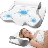 TopEsct Memory Foam-pude, sidesovepude, nakkepude, hovedpude til side- og rygsover (grå)