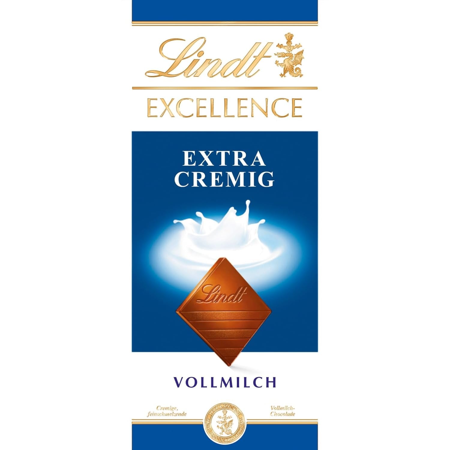Lindt EXCELLENCE Ekstra cremet mælkechokolade | Bar 100g | Fin, premium mælkechokolade med en cremet, mælkeagtig smag | Intens og vedvarende aroma | Chokolade gave