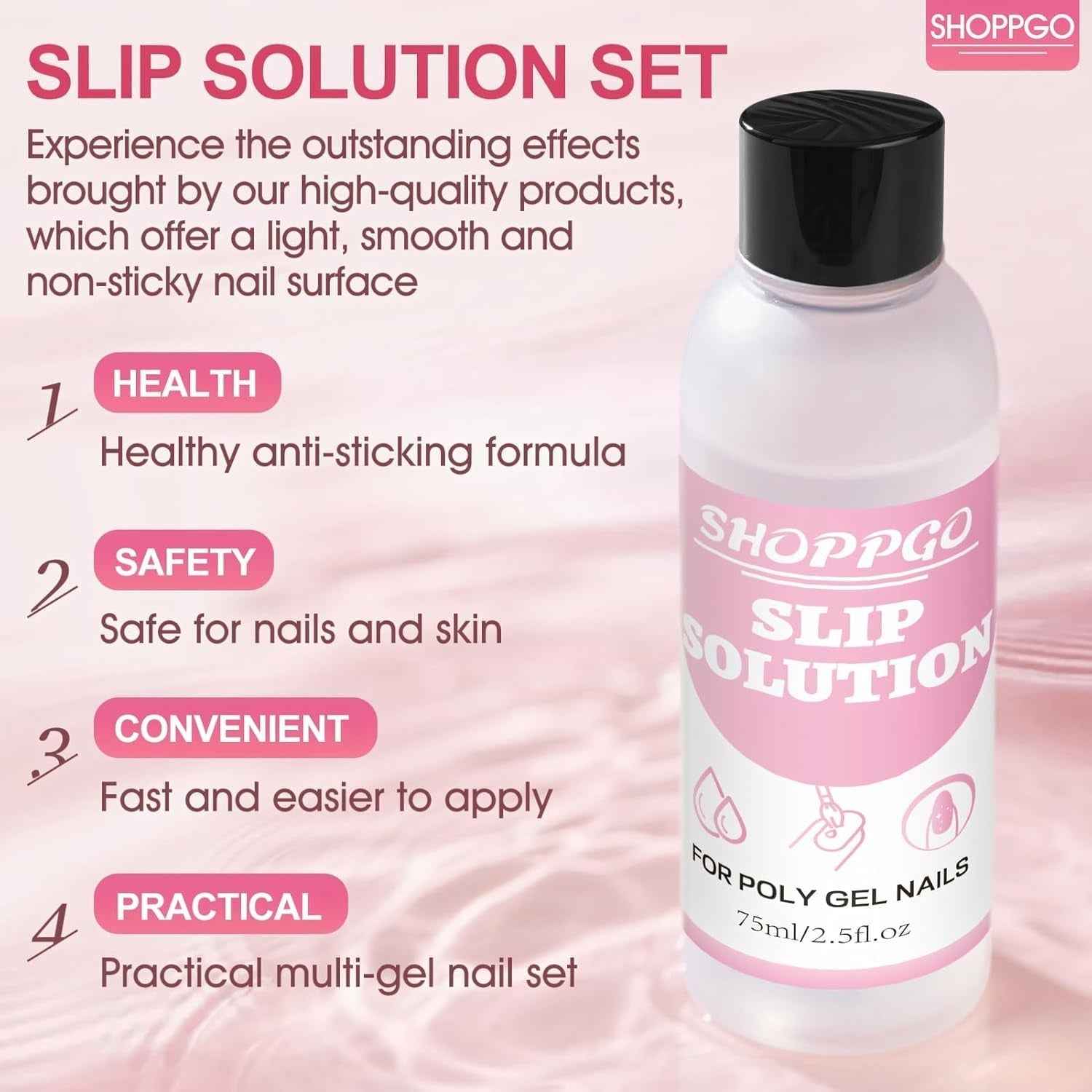 Polygel Glatteopløsning, Polygel Slip Solution Neglesæt, Glatteopløsning 75 ml, Indeholder 5 neglespidsklips, 3 neglebørster, 1 krystalkop, 100 rengøringsark