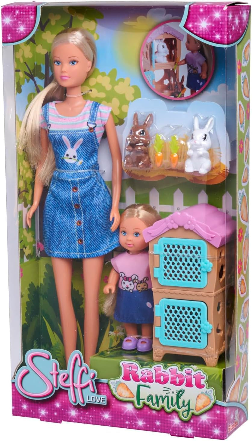 Simba Steffi Love Rabbit Family 12cm 29cm Kaninbur Legedukke og dukke med to kaniner, 3+