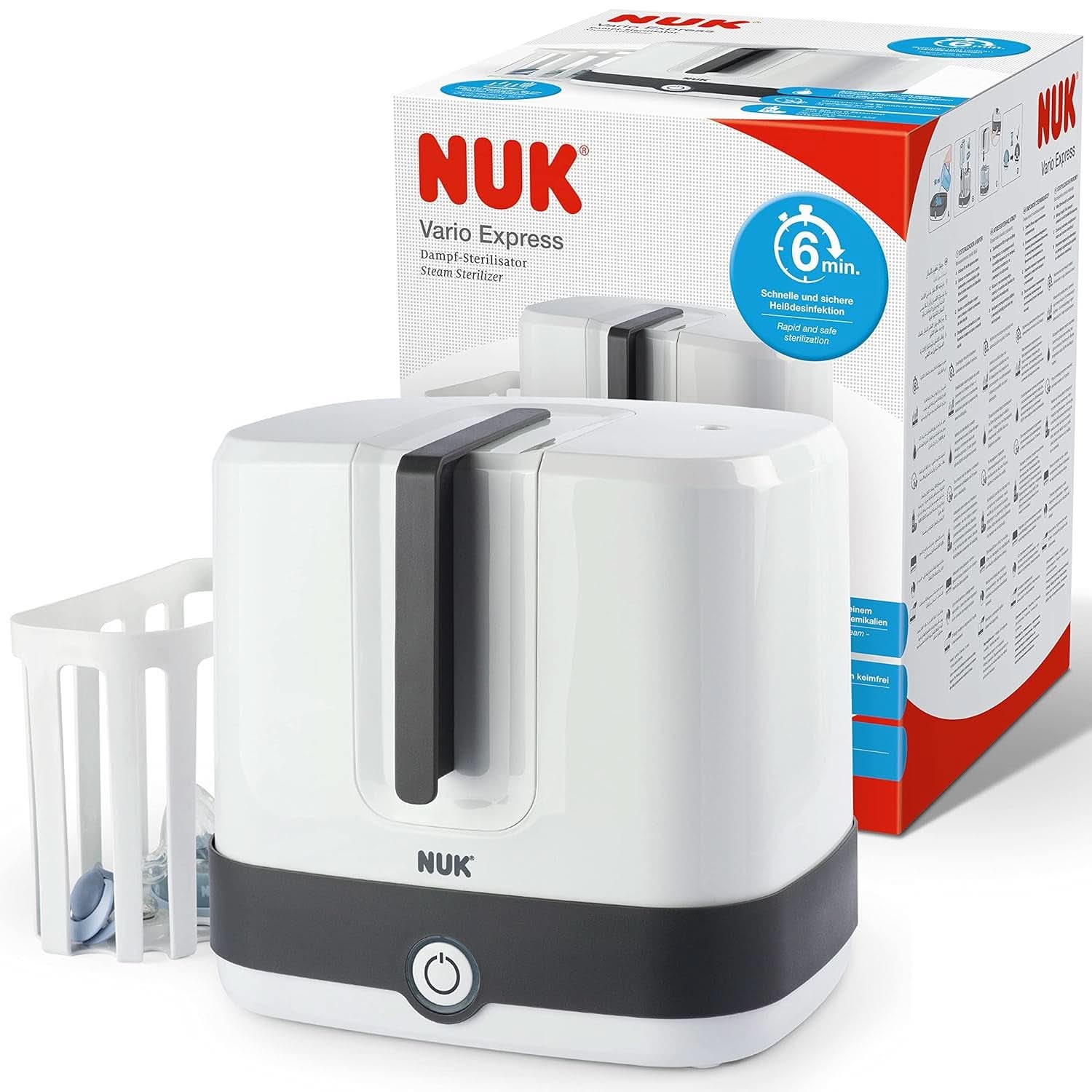 NUK manuel brystpumpesæt, blød silikonepude, 2 perfekt matchede flasker, 150 ml Mad og ammetilbehør Bebe Naty Shop Flaschesterilisator