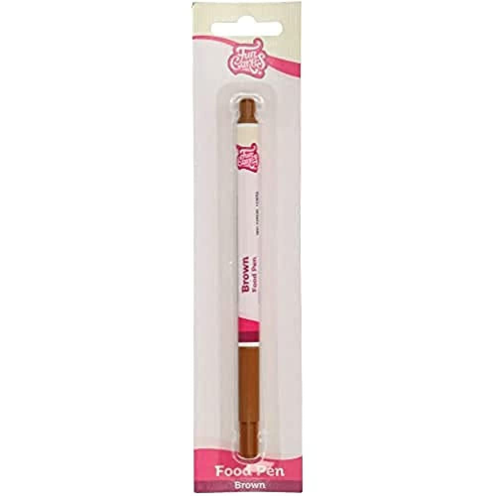 Funcakes madfarvepenne, brune, fleksible spidser til tykke og tynde linjer, spiselig pen til småkager, kager, fondant og mere, fantastisk til personalisering, Halal-certificeret