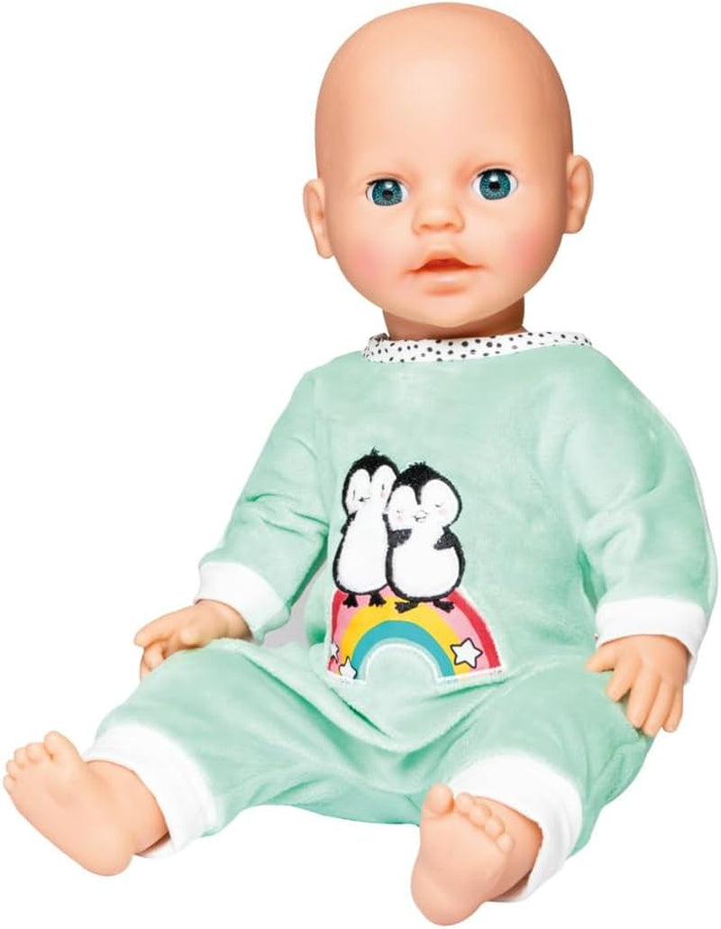 Heless 1181 - Polka Dot Penguin Design Doll Jumpsuit lavet af blød velour med højkvalitets broderistørrelse 28-35 cm