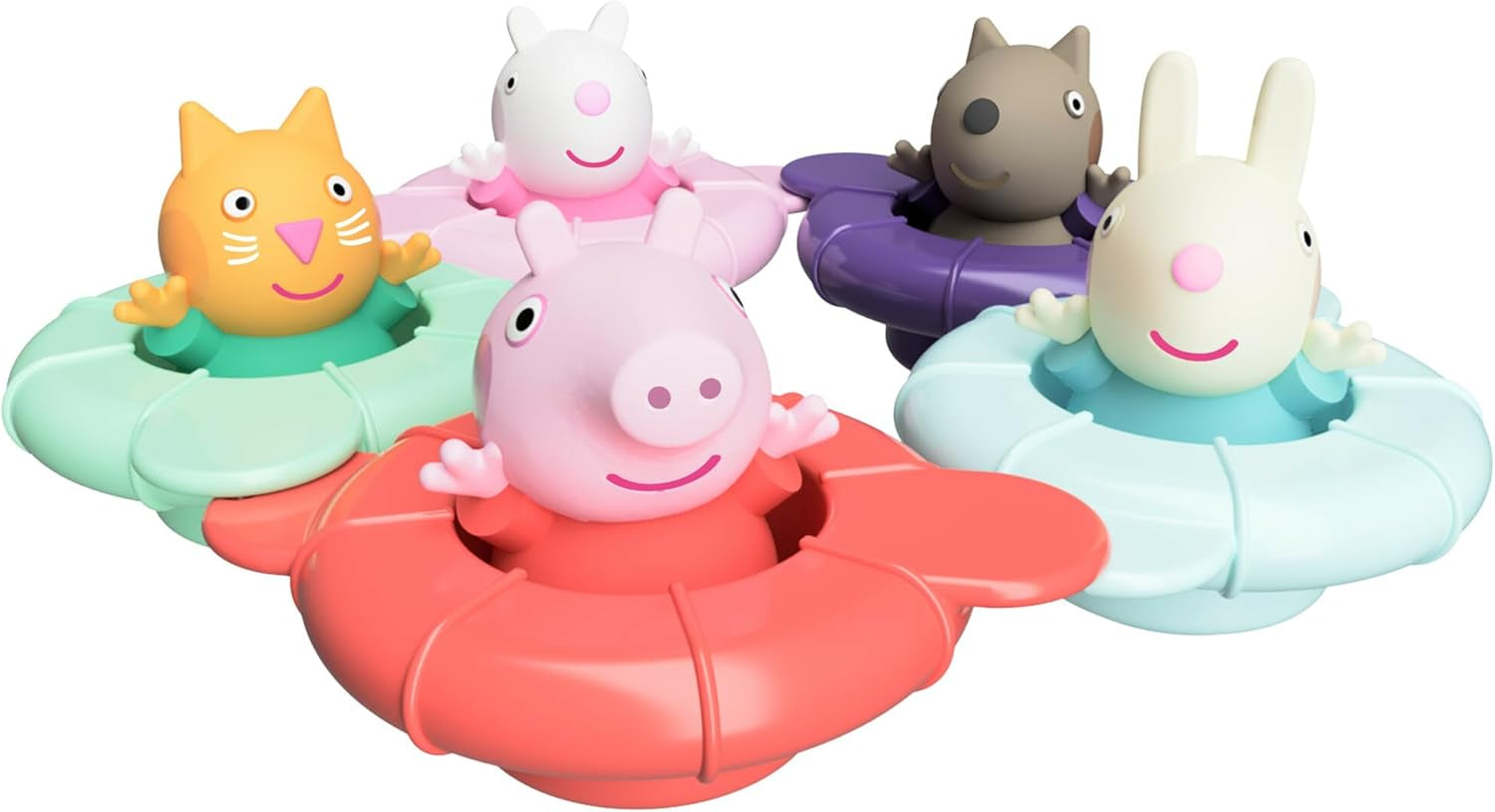 Tomy Toomies Peppa's Pool Party - 5 forbindende ringkopper med 5 babylegetøj Peppa Pig & Friends Water Squirter - Badelegetøj +18 måneder - Babybadelegetøj og poollegetøj Bebe Naty Shop Toys Standardtitel