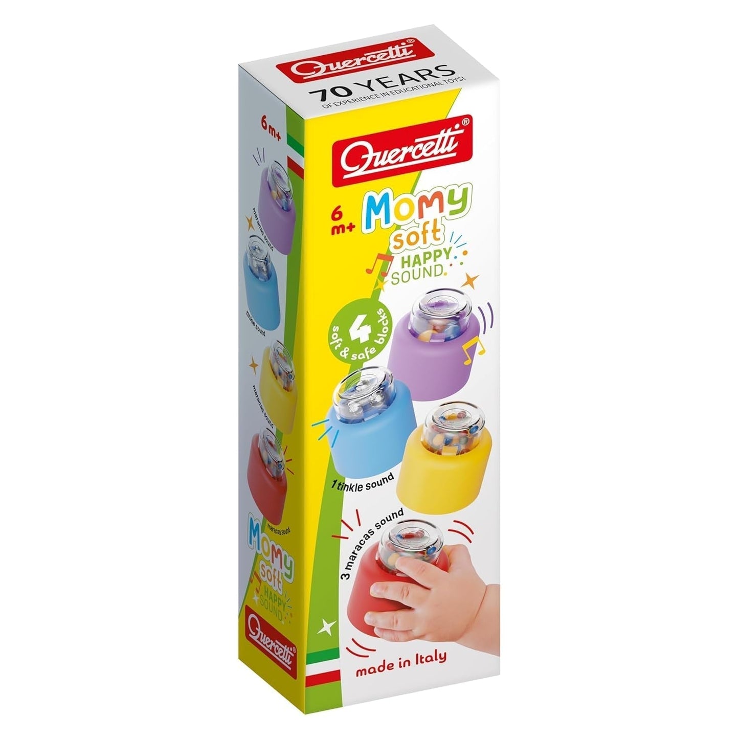 Quercetti - 4144 Momy Soft Happy Sound 4 stk blødt plastiklegetøj til småbørn Bebe Toys Naty Shop Standardtitel