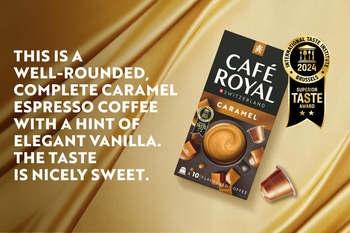 Café Royal Caramel Flavored Kaffee – Nespresso®-kompatibel Kaffeekapseln, cremet, helle Röstung, 100 % Arabica, Rainforest Alliance, 100 Kapseln