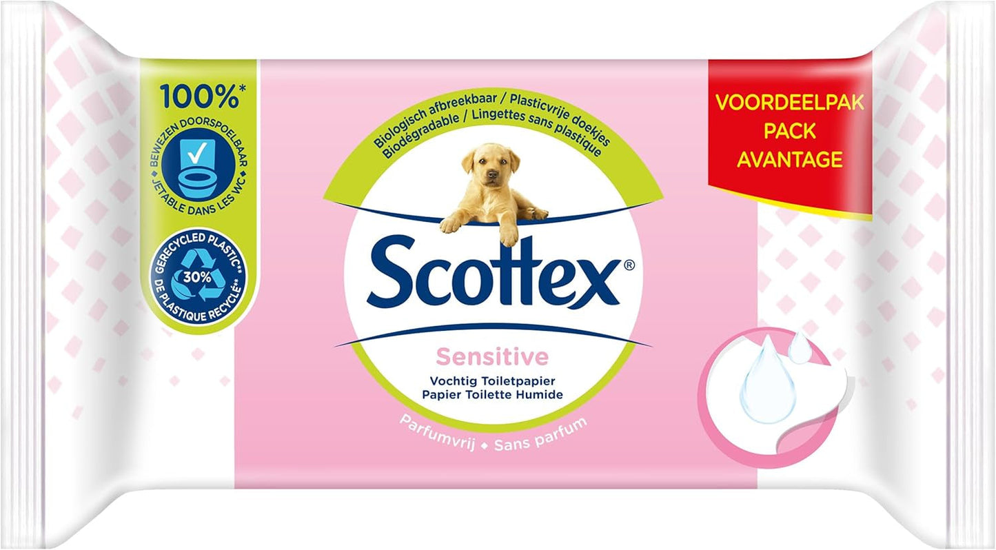 Følsomt vådt toiletpapir, 38 tjenester (38 tjenester X 12 pakker, 456 tjenester i alt)