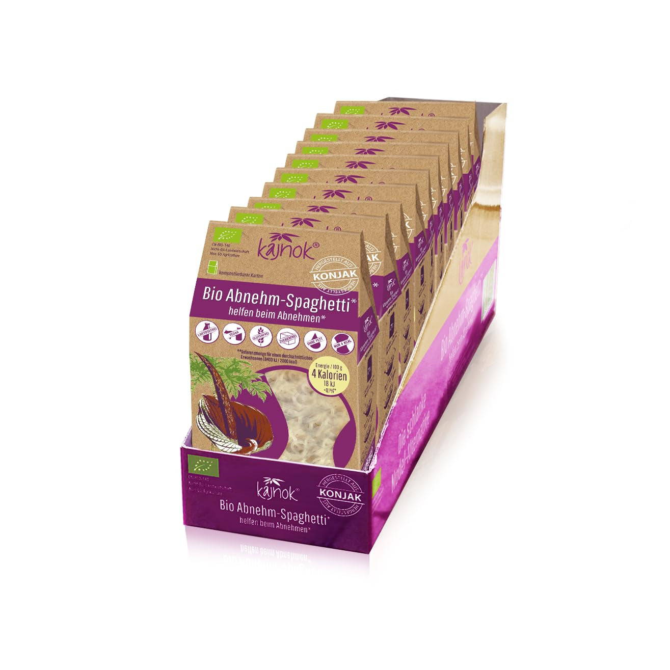 Økologisk slankespaghetti: Konjac Spaghetti - Økologiske Shirataki-nudler til slankekur - Ideel til diæter med lavt kulhydratindhold - Det bedste pastaalternativ til kost, fitness og sund livsstil 10-pak 2,7 kg