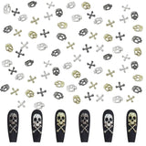 120 stk Cross Skull Nail Art Decorations Sæt Guld Sølv Metal Nail Art Charms Punk Legering Nail Art Smykker Mousserende Sten Tilbehør