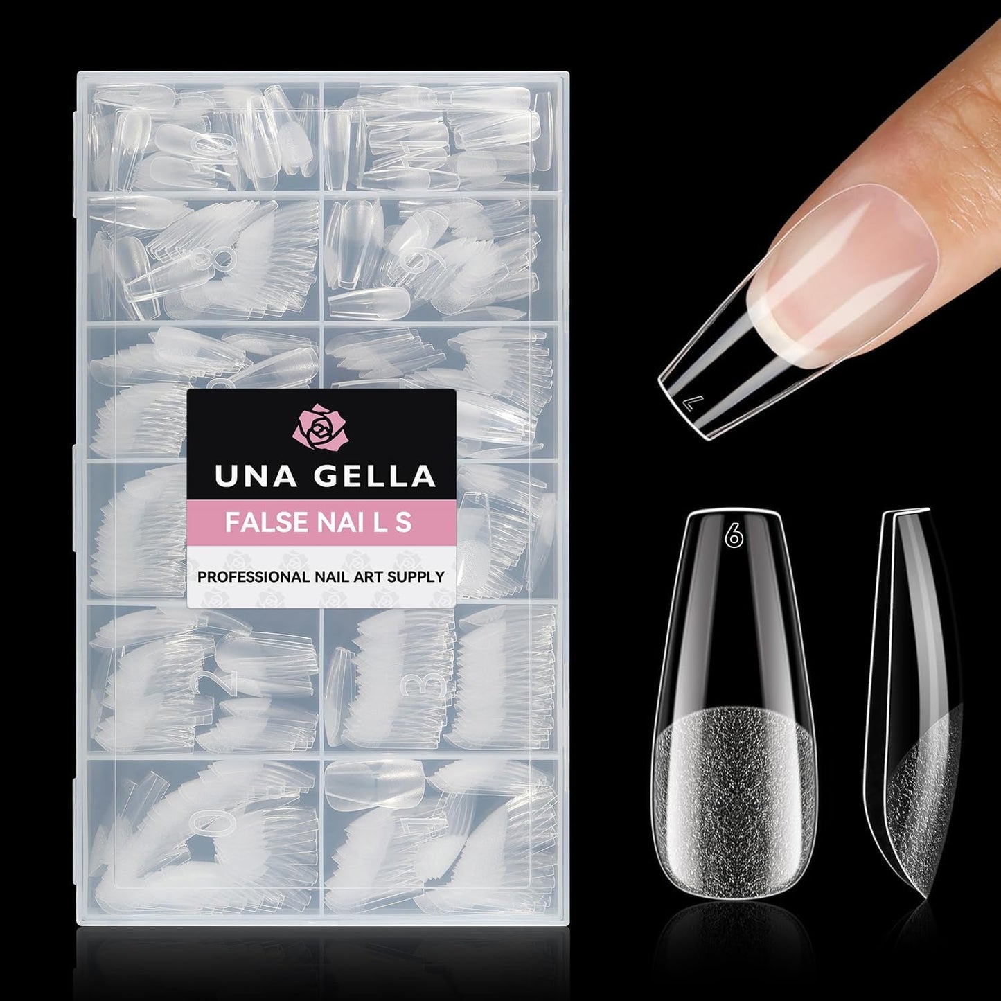 Ballerina Gel Neglespidser 216 stk. 12 Størrelser Soft Gel Negle Tips Full Cover Negle Extension Sæt Semi Matt DIY Home Art