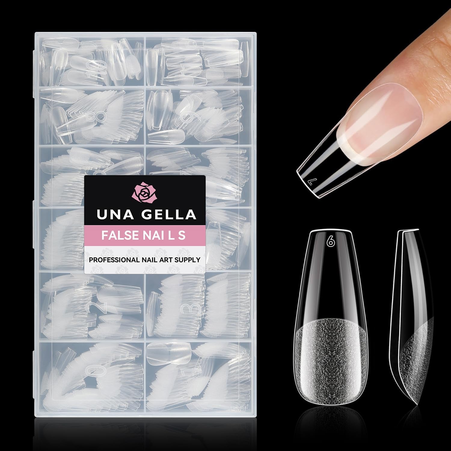 Ballerina Gel Neglespidser 216 stk. 12 Størrelser Soft Gel Negle Tips Full Cover Negle Extension Sæt Semi Matt DIY Home Art