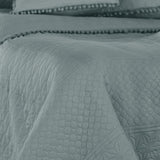 Ameliahome Sengetæppe med pomponer 220X240 Cm Dobbeltsidet sengetæppe Ultrasonic Quilting Polyester Meadore Grå Senge og Tæpper Besuche den AmeliaHome-Store