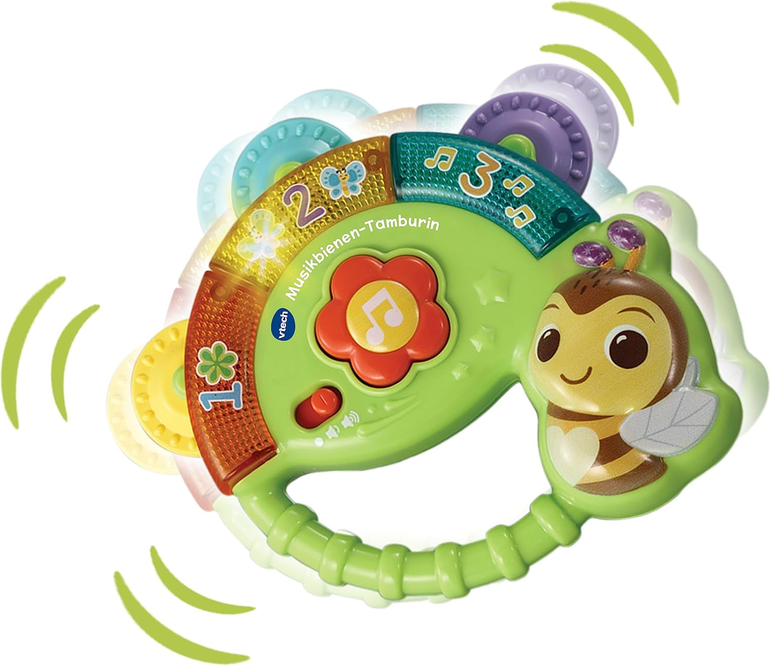 Vtech Baby Musical Bee Tambourine - Musiklegetøj med numre, sjove lyde, sætninger og sange - For børn i alderen 3-36 måneder Babylegetøj Naty Shop